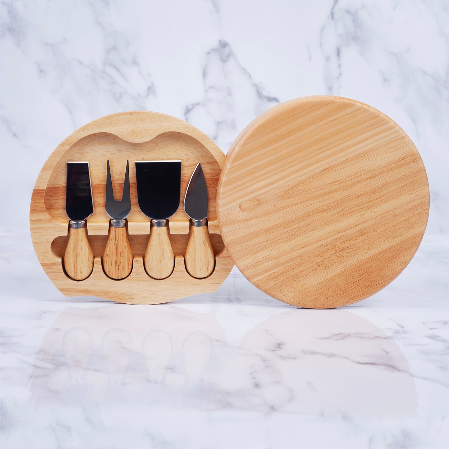 Kitchen Cheese Board by Ortega A 5-piece wooden cheese knife set. Featured in The Cheese Dream Gift Hamper  by Artisan Hamper Company